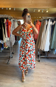 Robe fleuri rouge Catalina ( reste taille m/l et l )