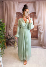 Charger l'image dans la galerie, Robe plissée torsade vert d'eau LUNA (36 au 42)