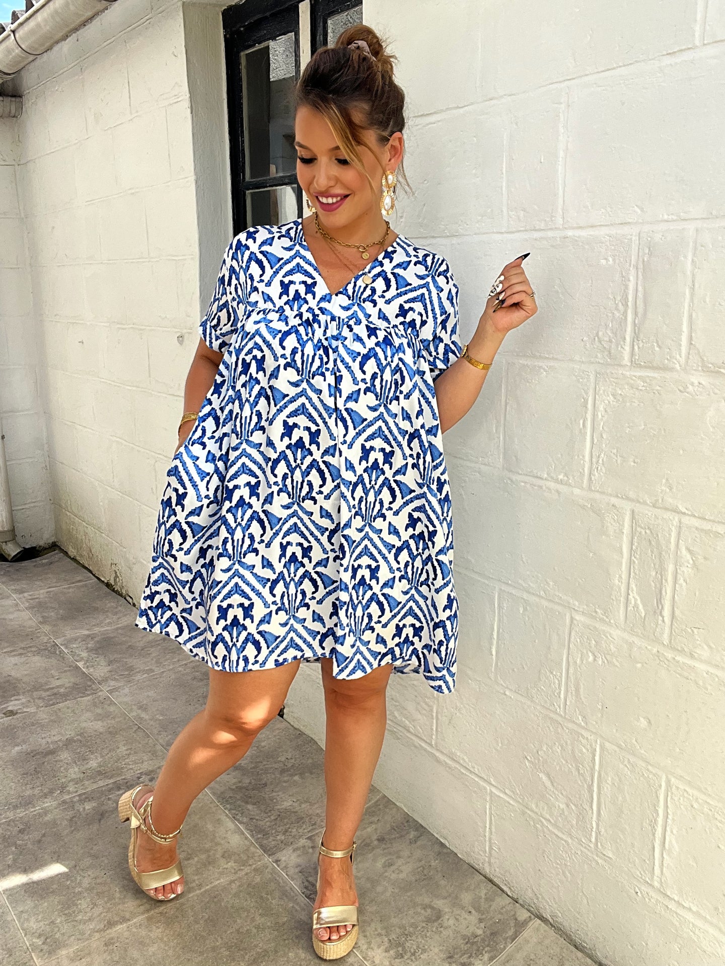 Robe short intégré bleu/blanche ( reste 1 taille 46 )