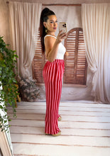 Charger l'image dans la galerie, Pantalon gaz de coton rayé rouge/rose KATIA (34 au 42)