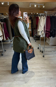 Veste longue sans manches kaki CAROLE (36 au 44)