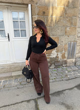 Charger l&#39;image dans la galerie, Jeans Wide leg chocolat CONSTANCE (34 au 42)