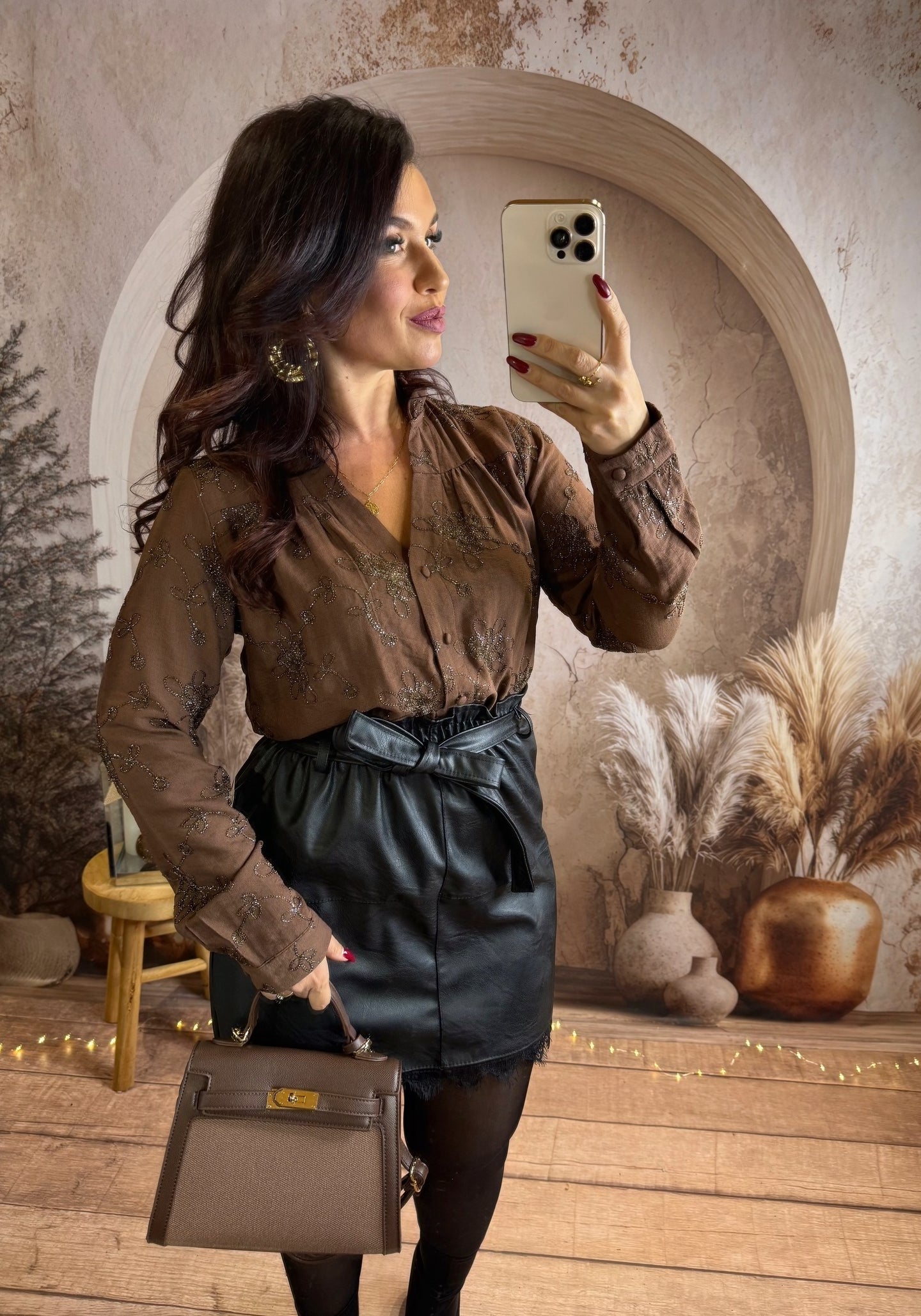 Chemise chocolat liseré brillant SAM (36 au 48)⭐️