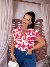 Charger l'image dans la galerie, Top fleuri blanc et rose JEANETTE (36 au 48)