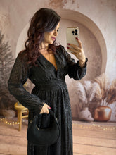 Charger l&#39;image dans la galerie, Robe longue noir irisé BIANCA (36 au 48) ⭐️