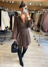 Charger l&#39;image dans la galerie, Robe chocolat pois noir CHARLOTTE (36 au 40)
