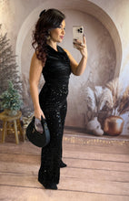 Charger l&#39;image dans la galerie, Combinaison pantalon à sequin noir YAYA (36 au 40)