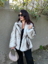 Charger l&#39;image dans la galerie, Manteau fourrure synthétique écru/marron ZOE (36 au  42)