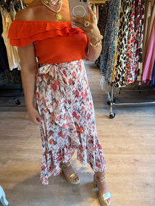 Jupe style portefeuille Baila orange ( 34 au 48 )