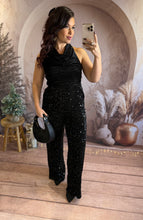 Charger l&#39;image dans la galerie, Combinaison pantalon à sequin noir YAYA (36 au 40)