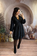 Charger l'image dans la galerie, Robe noir motif argenté ARIEL (36 au 48)