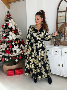 Robe longue noir / or Tamara ( 36 au 50)⭐️