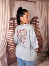 Charger l'image dans la galerie, Tee Shirt coeur dentelle gris MERCREDI (36 au 44)