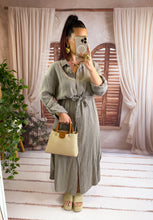 Charger l'image dans la galerie, Robe chemise gaz de coton taupe NYSSIA (34/36/38)