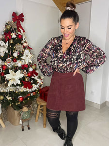 Jupe en velours bordeaux ( taille 34 au 48 )