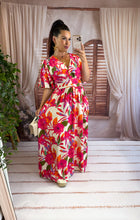 Charger l'image dans la galerie, Robe longue à motif rose/orange/kaki PATRICE (40 au 48)
