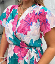 Charger l&#39;image dans la galerie, Robe fleuri verte/rose LARA ( 34 au 48 )