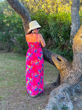 Charger l'image dans la galerie, Robe à bretelles motif fuchsia BERRIE (34 au 46)