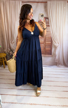 Charger l'image dans la galerie, Robe uni soleil bleu marine ALIX (36 au 46)
