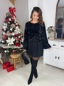 Top en sequin noir Milana