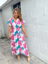 Charger l&#39;image dans la galerie, Robe fleuri verte/rose LARA ( 34 au 48 )
