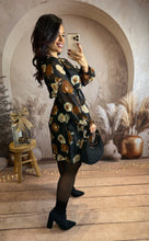 Charger l&#39;image dans la galerie, Robe courte fleuri camel/beige LÉONIE (36 au 48)⭐️