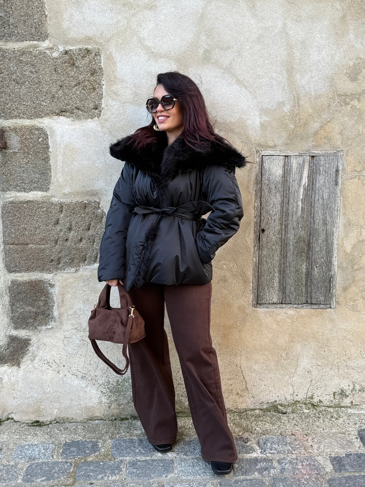 Doudoune col fourrure synthétique THÉA (34 au 42)