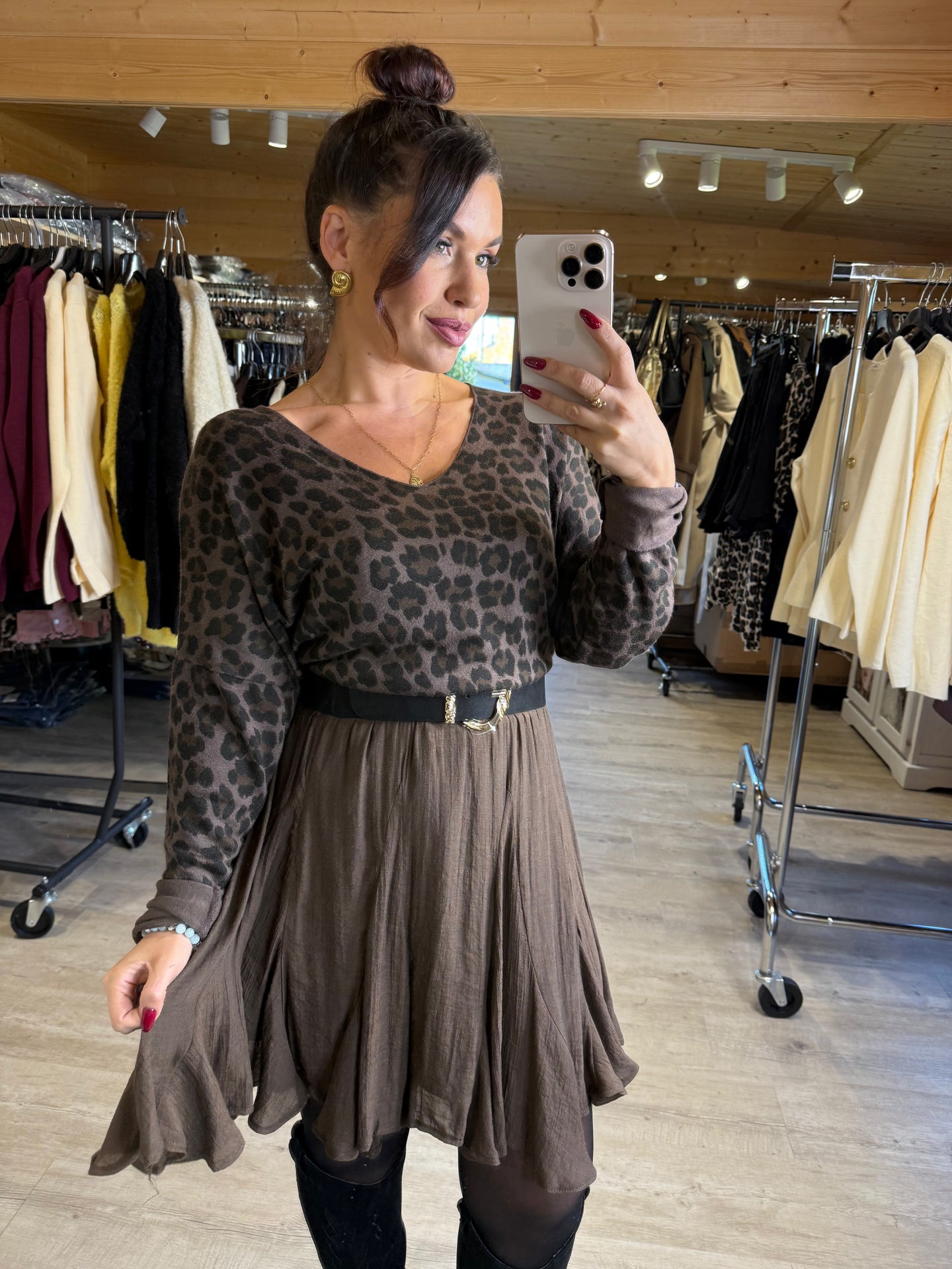 Pull fin léopard chocolat CLARA (36 au 48)