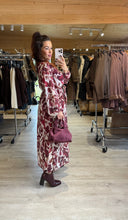 Charger l&#39;image dans la galerie, Robe longue MARWA motif écru/bordeaux (42 au 48)