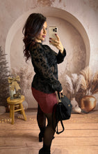 Charger l&#39;image dans la galerie, Top noir motif velours JADE (36 au 48)⭐️