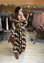 Charger l&#39;image dans la galerie, Robe longue camel/choco/écru CLEMENTINE (36 au 48)