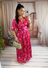 Charger l'image dans la galerie, Robe motif fuchsia CALISTA (36 au 50)