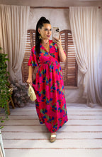 Charger l'image dans la galerie, Robe longue motif fuchsia CORAL (36 au 48)
