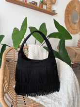 Charger l&#39;image dans la galerie, Grand sac noir a lanières ANSIA