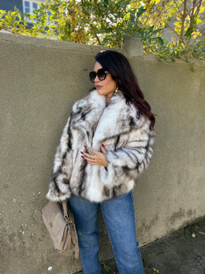 Manteau fourrure synthétique écru YLA (36 au 44)