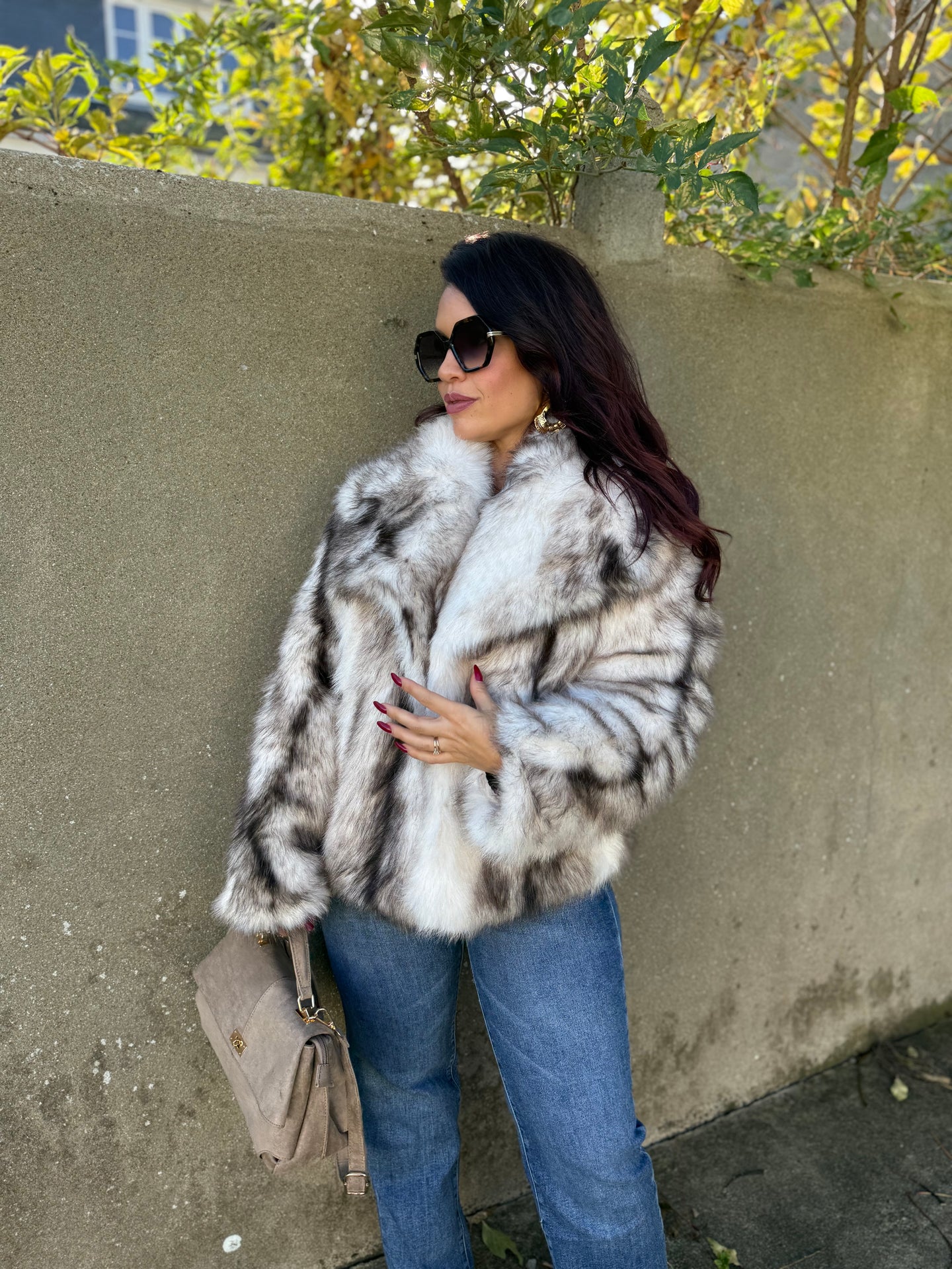 Manteau fourrure synthétique écru YLA (36 au 44)