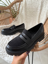 Charger l&#39;image dans la galerie, Mocassins noir bi matière LIAM
