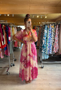 Robe Louise rose/écru ☀️( 36 au petit 44 )