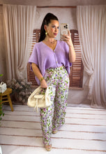 Charger l'image dans la galerie, Pantalon plissé motif lilas et kaki CLEO (34 au 48)