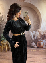 Charger l'image dans la galerie, Robe noir velours à strass NEIGE (36 au 40)