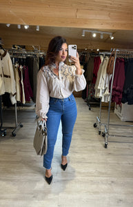 Chemise rayé café JESSIE (36 au 48)