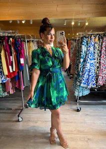 Robe courte bleu/verte Astrid ☀️( s/m/l)