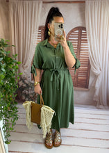 Charger l'image dans la galerie, Robe chemise mi longue kaki LEANNE (36 au 42)