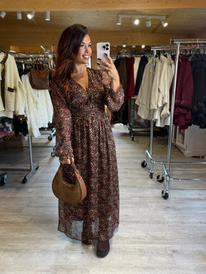 Robe longue chocolat MATHILDA (40 au 48)