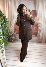 Charger l'image dans la galerie, Ensemble gilet long + pantalon cosy chocolat ANNAÉ (36 au 42 )