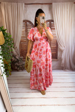 Charger l'image dans la galerie, Robe rose fleurs orangés SIRÈNE (36 au 48) New