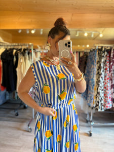 Ensemble rayé bleu citron ( 34 au 46 )