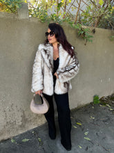 Charger l&#39;image dans la galerie, Manteau fourrure synthétique écru/marron ZOE (36 au  42)