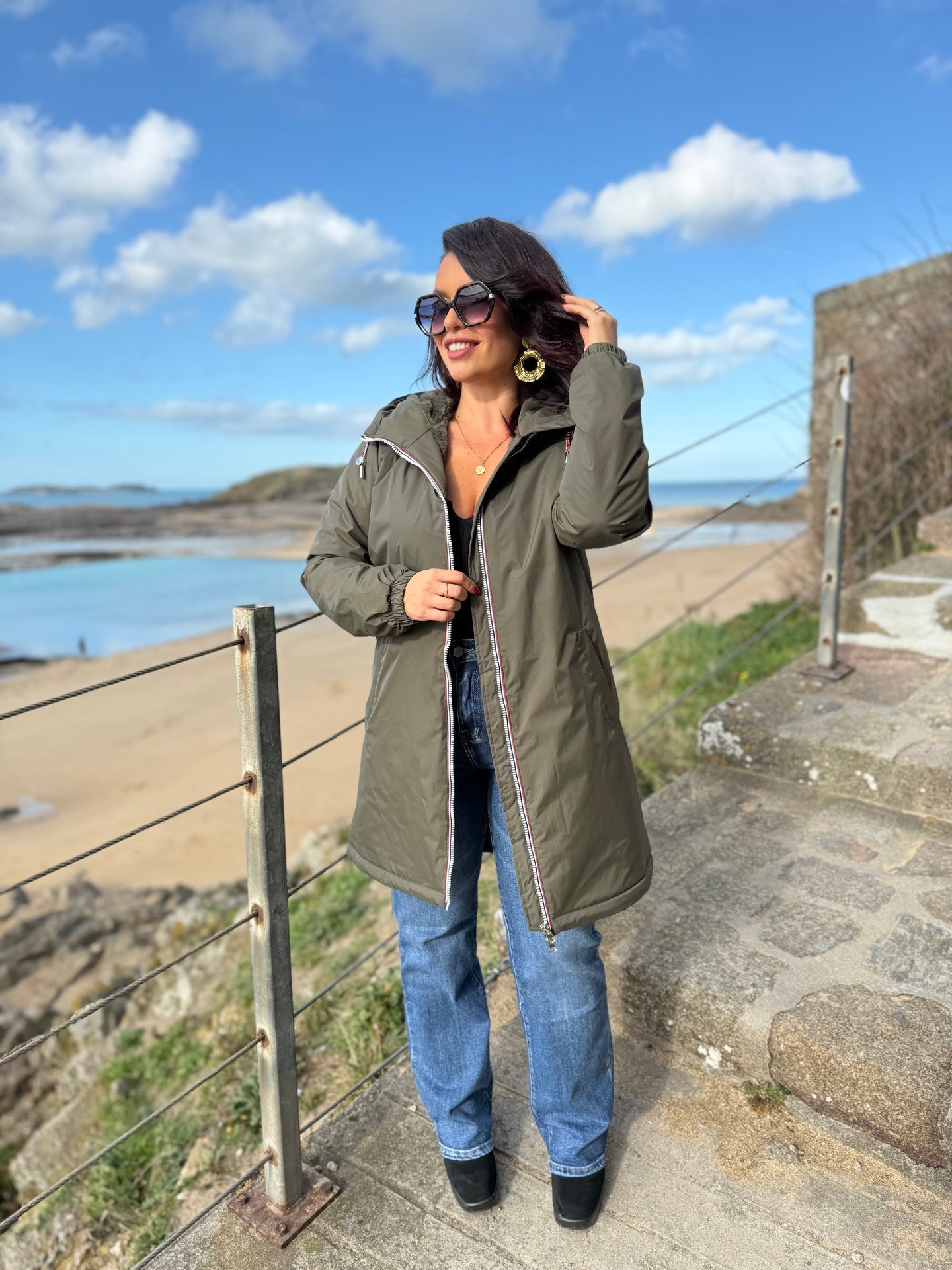 Imperméable fouré polaire  kaki LAURE  (36 au 42)