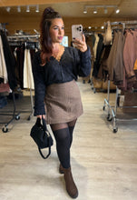 Charger l&#39;image dans la galerie, Jupe short motif carré café LEA (34 au 50 )